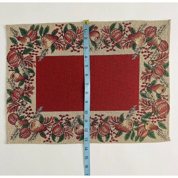 Set of 6 Vintage Fabric Fall Placemats Pumpkin Harvest Thanksgiving 18 x 13.5 In - Picture 9 of 10